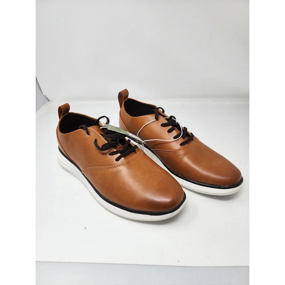 Goodfellow & Co Mens Lace Up Dress Sneakers Brown Faux Leather Size 9